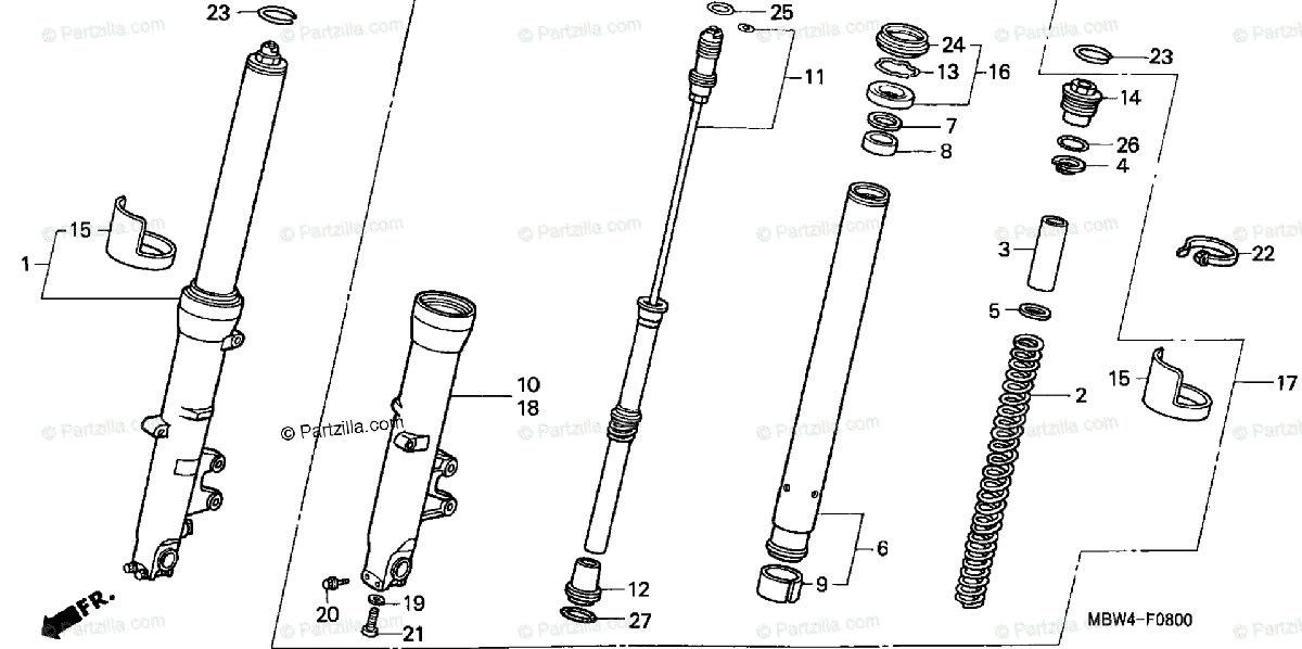 OEM 2001-2006 Honda CBR600 Front Fork