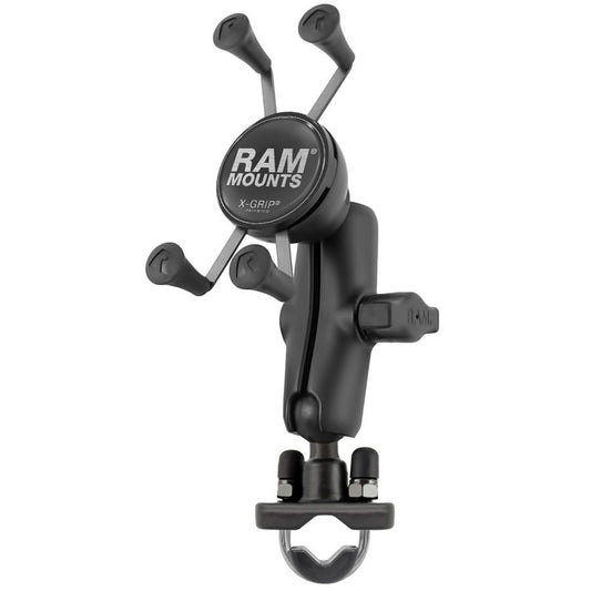 RAM MOUNT Handlebar Rail Mount with Zinc-Coated U-Bolt Base and Universal X-Grip Phone Holder Kit RAM-B-149Z-UN7